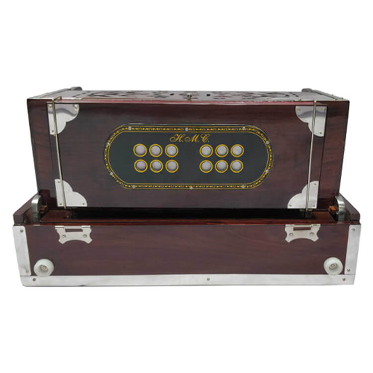 HARMONIUM, 2 1/2 OCTAVES, 2 REED, 32 KEYS, SMALL, PORTABLE, WITH BAG (NATURAL WOOD COLOR) - Image 4